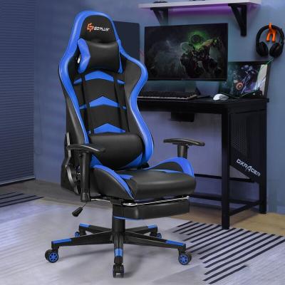 China High Back PU PC Computer Gaming Ergonomic Rotating Leather Leather Chair With Footrest Task PU Office Chair for sale