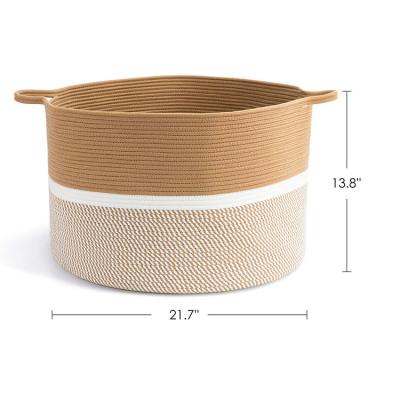 China 2022 Sustainable New Style Medium Size Round Space Saving Woven Rope Cotton Woven Baskets for sale