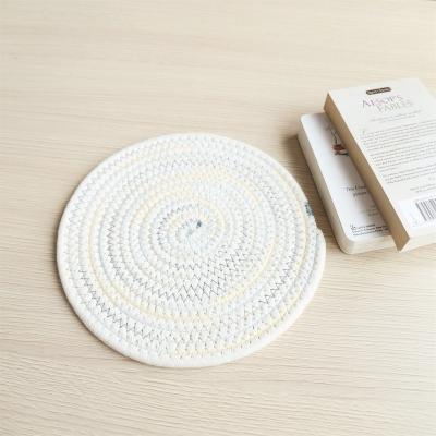 China Homeplus 2022 Viable Best Selling Oval Braided Insulation Cotton-Polyester Table Decor Pads Dining Table Mat Warm Teacup Mat for sale