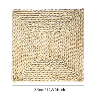 China Square Corn Husk Sustainable Homeplus New Design Woven Round Natural Handmade Teacup Mat Straw Woven Table Mat Corn Husk Mat for sale