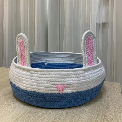 China Homeplus New Design Sustainable XL Oval Braided Use Cotton Rope Animal Pet Bed With Handles For Living Room Bedroom for sale