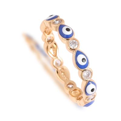 China Fashion Women Shape Jewelry Rainbow Colorful Turkish Evil Eyes Ring Micro Pave CZ Evil Eyes Ring For Women Men for sale