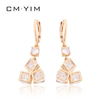 China YIM Jewelry High end cm YIM Jewelry High fashion long temperament 18K zircon earrings women's exquisite jewelry gold-plated fashion earrings for sale