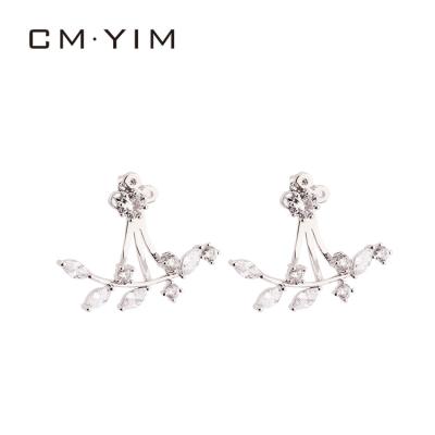 China Wholesale Price Cm YIM Jewelry Fashion Girl's Zircon Gold Plated Fancy White Earrings for sale