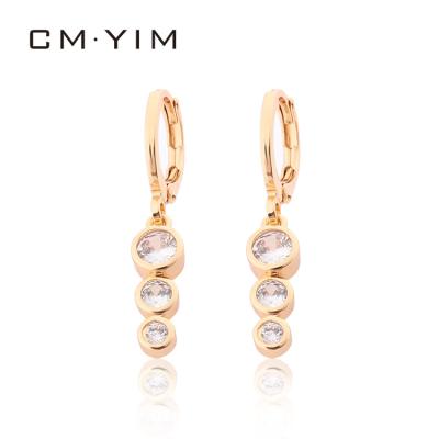 China Cm YIM Jewelry Fashion 18K Gold Plated Wedding Gift High Quality Zircon Dangle Earrings Fashion Women's Jewelry for sale