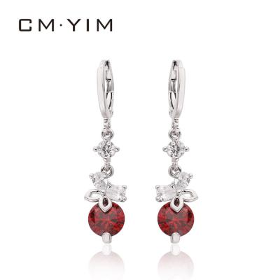 China Cm YIM Jewelry Fashion Creative National Red Gem Round Style Dangling Earrings For Women for sale