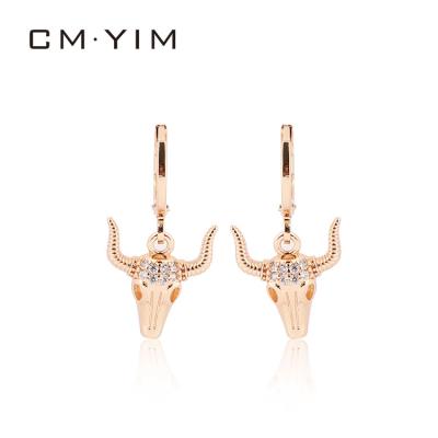 China Cm Trendy YIM Jewelry Hot Selling Fashion Personalized 18K Gold Plated Tauren Earrings For Women for sale