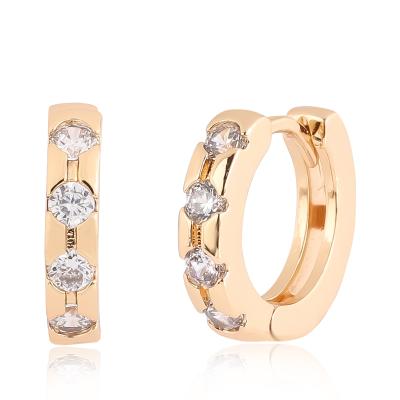 China CLASSIC Fashion New Rihanna Trendy Style18K Crystal Diamond Huggies Stud Hoop Gold Plated Earrings for sale