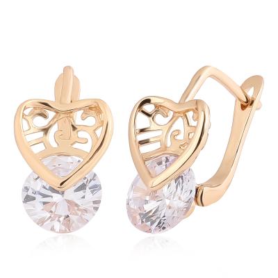 China New CLASSIC Hypoallergenic Multi Color 18k Gold Plated Chunky Double Heart Huggies Stud Earrings For Women Jewelry for sale