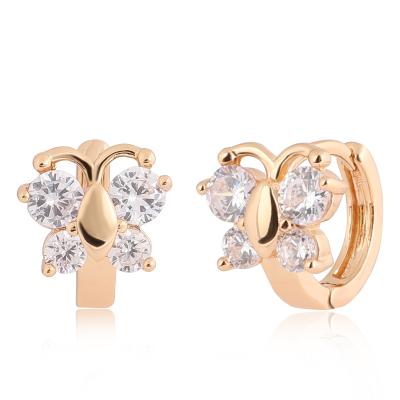 China Best Selling CLASSIC Cheap Ladies Earrings and High Quality Manufacture Butterfly Brass Zircon Earrings for sale