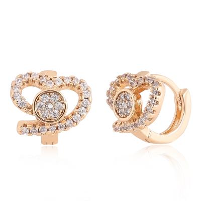 China CLASSIC Unique Personal Cubic Circle Huggie Heart Crystal Ear Clasp Simple Hip Zircon Heart Ear Clip Stud Earrings For Ladies for sale