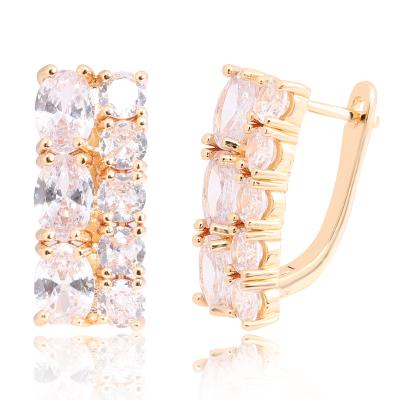 China CLASSIC Cubic Zirconia Stone Egg Shape Copper Huggie Studs Design Earrings For Party Ladies for sale