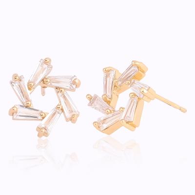 China Hot Sale TRENDY Jewelry With Rhinestone Zircon Diamond Stud Earring Wholesale Women Gold Plated Flower Earring Stud For Ladies for sale