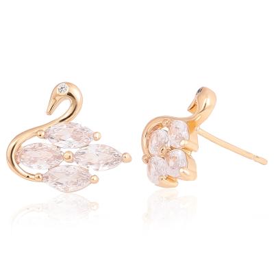 China CM YIM New Design Classic Women TRENDY Swan Shape Elegant Marquise Zircon Stud Earring Wholesale Stud Earrings for sale