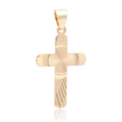 China Pendant Religious Ornaments Jesus Cross Pendant 14K Gold Plating Copper Pendant Necklace Cubic Zirconia Religious Christian Cross Charm for sale