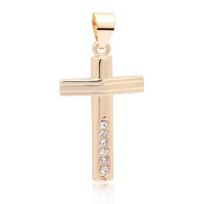 China Hot Sale 14K Gold Plating Hip Hop Jewelry Christian Pendant Necklace Copper Religious Zircon Cross Charm Pendant for sale