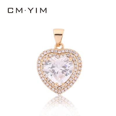 China Cm YIM Jewelry Fashion Pendant 18K Gold Plated Cheap Heart Cubic Zirconia Jewelry Girls Pendant Association Wholesale for sale