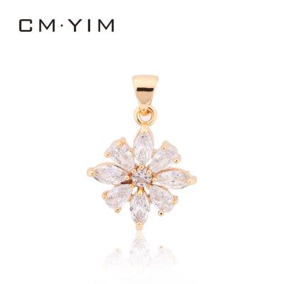 China CM YIM Jewelry Exquisite Fashion Small Jewelry Gold Plated Flower Pendant Micro Inlaid Zircon Pendant 18K for sale