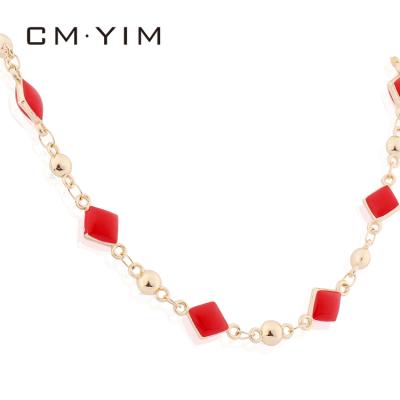 China Creative Cm YIM Jewelry New Fashion Trendy Drip Oil Drip Pendant Women's Red Square Shape Neck Chain Necklace for sale