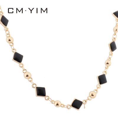 China Wholesale Long Chain Necklace Family Gift Mother Jewelry Cm YIM Jewelry Necklace Hawaiian Black Oil Drop Fashionable Square Shape for sale