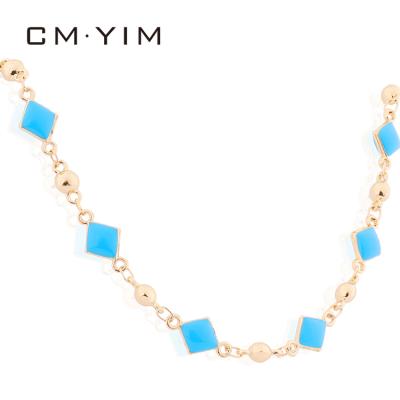 China Fashionable cm YIM Jewelry European and American oil square drop fashion necklace light green prismPrismatic women's ornaments wholesale for sale