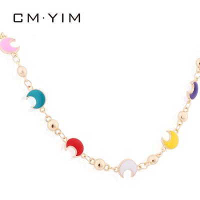 China Cm YIM Jewelry Fashion Trendy Color Moon Shaped Oil Drip Women's Necklace Temperament Gift Ornaments for sale