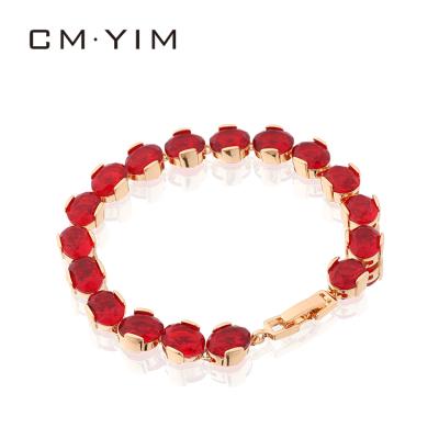 China CM YIM Jewelry Fashion Fashion 18K Gold Plated Inlaid Zirconium Red Stone Bracelet For Mother Gift Temperament for sale