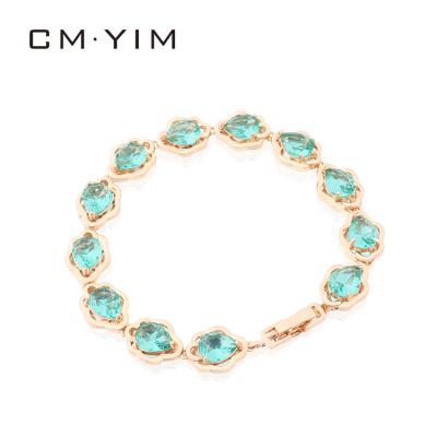 China Cm YIM Jewelry Fashion Color Hollowed Design Geometric Green Zircon Wholesale For Women for sale