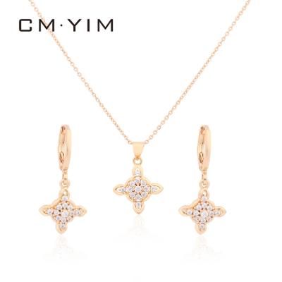 China CM YIM Fashion Wedding Accessories Jewelry Set AAA Zircon Women 18K Gold CLASSIC Zircon Pendant Chain Jewelry Necklace for sale