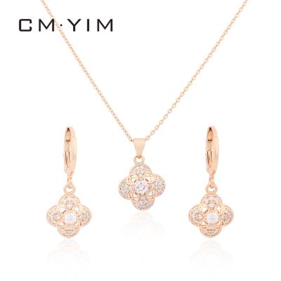 China Cm YIM Fashion Wedding Accessories Jewelry Set AAA Zircon Women 18k Gold Zircon Pendant Chain Jewelry Fashion Necklace for sale