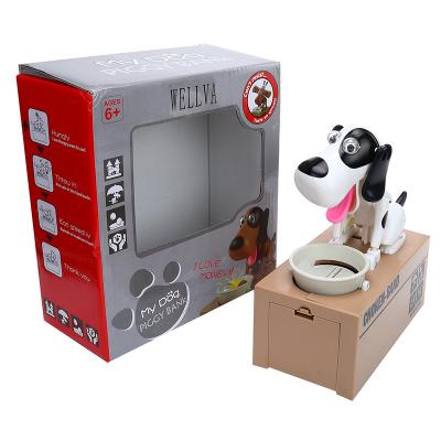 China Wellva Coin Storage My Dog Piggy Bank - Robotic Coin Chewing Toy Money Saving Box Stealing Dog Coin Bank for sale