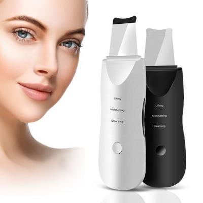 China Ion Therapy Face Skin Scrubber Ultrasonic Facial Remover DEEP CLEANSING Cleansing Spatula Peeling Vibration Blackhead Removal Exfoliating Tools for sale