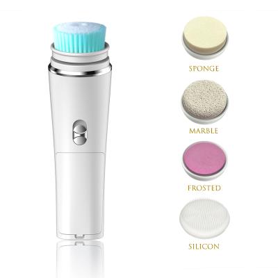 China 2021 DEEPLY CLEANING 5 in 1 Makeup Tool Face Brush Portable Home Use Silicone Electric Facial Cleansing Brush for sale