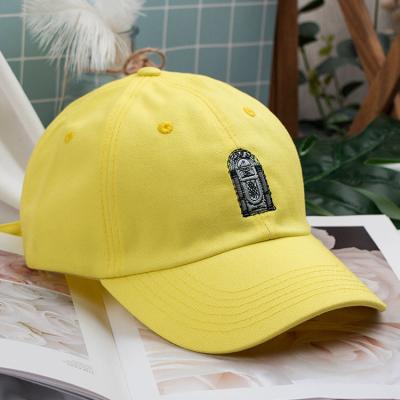 China Custom Cotton Embroidered Women's Solid Color Dad Hat COMMON Outdoor Adjustable Yellow for sale