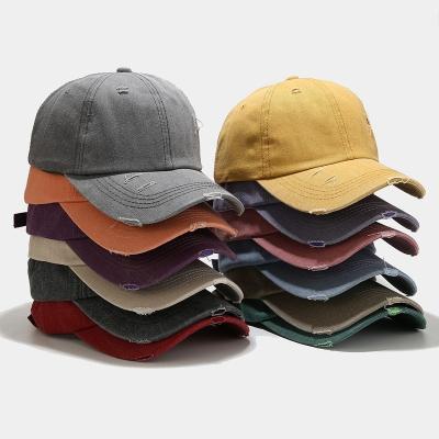 China Hengxing Fashion Mens Womens COMMON Vintage 6 Panel Distressed Washed Baseball Cap With Custom Logo for sale