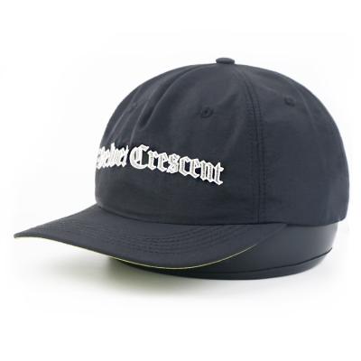 China COMMON Black Custom Embroidery Snapback Hat Nylon Unstructured Hats for sale