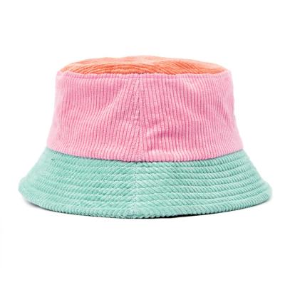 China Hengxing casual designed personality woman tricolor blank custom logo colored corduroy simple bucket hat for sale