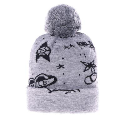 China High quality hengxing JOINT warmly manufacture winter soft cute kids knitted pom pom beanie hats with embroidery custom logo for sale