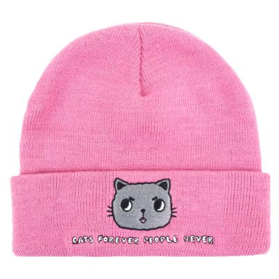 China COMMON hengxing custom embroidery beanie hats cute children 100% acrylic winter pink warm for sale