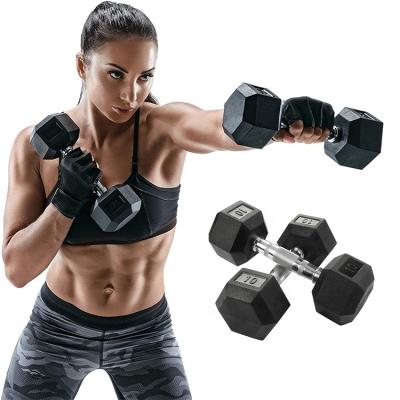 China Wholesale Adjustable Kg Pound Weights Hammer Hexagonal Black Rubber Weights Gym Training Hex Multi Dumbbell RackSet For Home Fitness Equipment for sale