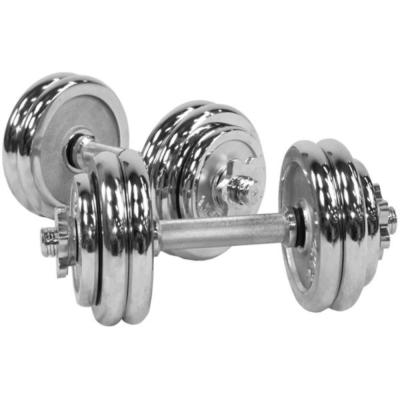 China Real 15kg /20kg /30kg Home Use Men's Adjustable Cast Chrome Plated Home Gym Steel Dumbbell Barbell Set Fitness Equipment For Sale for sale