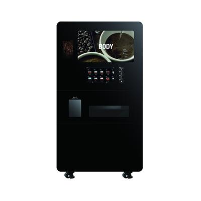 China Galvanized Steel Plate + Hot Tempered Glass Automatic Drink Tea and Ice Coffee Vending Machine with Coin Acceptor Cappuccino Coffee for sale