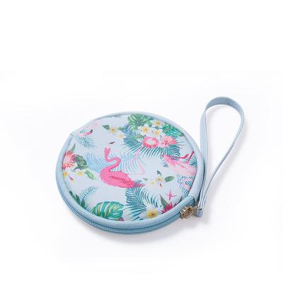 China Custom Digital Printing Pu Leather Round Coin Zipper Purse Waterproof for sale