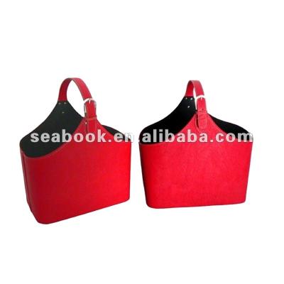 China Sustainable Hotel PU Leather Magazine Basket for sale