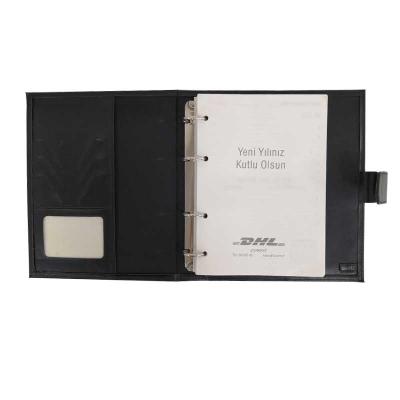 China Hot Sale Office Oil Edge Folder Solid Color PU Leather Notebook for sale