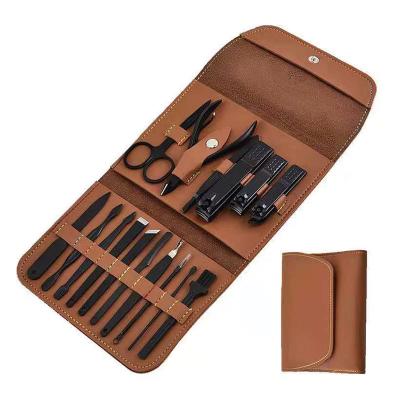 China Daily Life Mini Manicure Set Stainless Steel Set Manicure With Case Personal Care Genuine Leather Tool Suitcase for sale