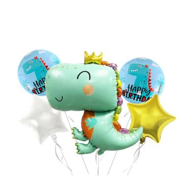 China Advertising Toy/Gift/Pomotional Toy/Decoration Wholesale Set 5 Balloons Animal Balloons For Birthday Party Foil Standing Dinosaur 3D Foil Balloons for sale