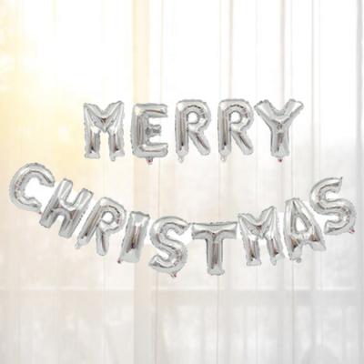 China Fashional MTF Hot Selling 16 Inch Merry Christmas Silver Letter Party Foil Supplies Balloons Set For Decorations for sale