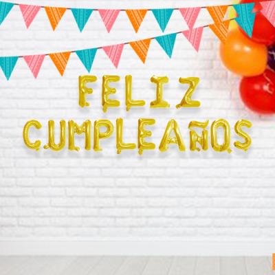 China Advertising Toy Toy/Gift/Pomotional Toy/Decoration MTF Crafting 16 Inch Happy Birthday FELIZ CUMPLEANOS Foi Gold Mylar Party Balloon Set For Decoration for sale