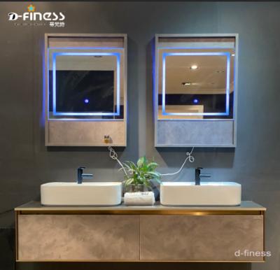 China Environmental Friendly Luxury White Double Sink Style Bathroom Vanity Cabinet Basin Bathroom Furniture With Led Light for sale